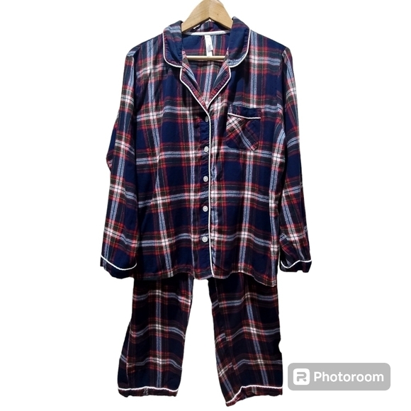 XXL Plaid 100% Cotton Pajama Set Top and Pants Loungewear Comfy - Picture 1 of 7